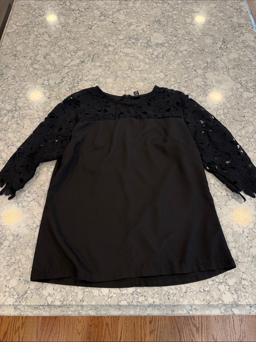 Black Lace-Sleeve Women’s Blouse size L